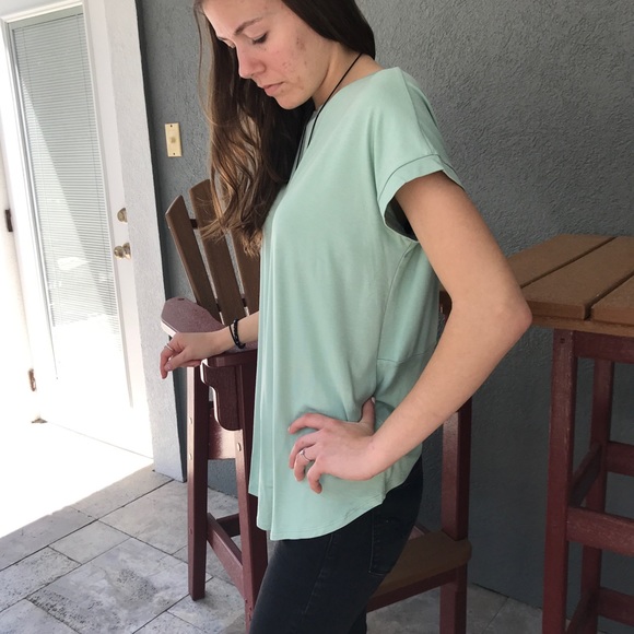 Twisted Open Back short sleeve Blue Top - Picture 6 of 6